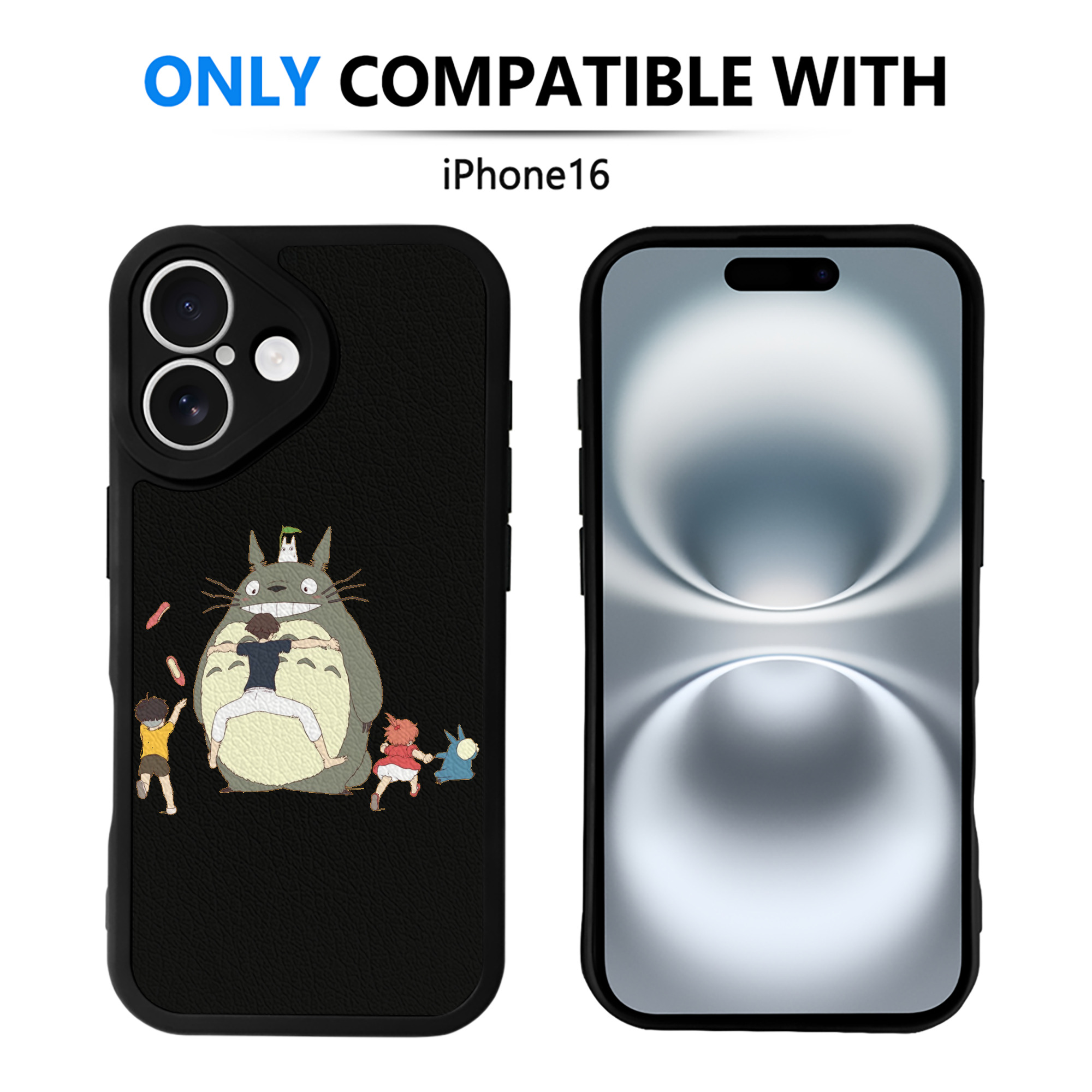 （画像用） となりのトトロ 草壁メイ 草壁サツキ My Neighbor Totoro Satsuki Kusakabe Mei Kusakabe 【iPhone 16シリーズ対応】シリコンスマホケース（レザー調） 材質：シリコン